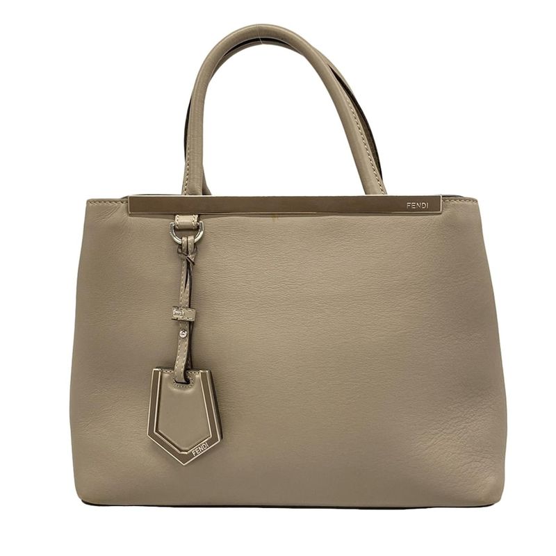 Fendi Handbag Petit Tou Jour Grey Leather Greige