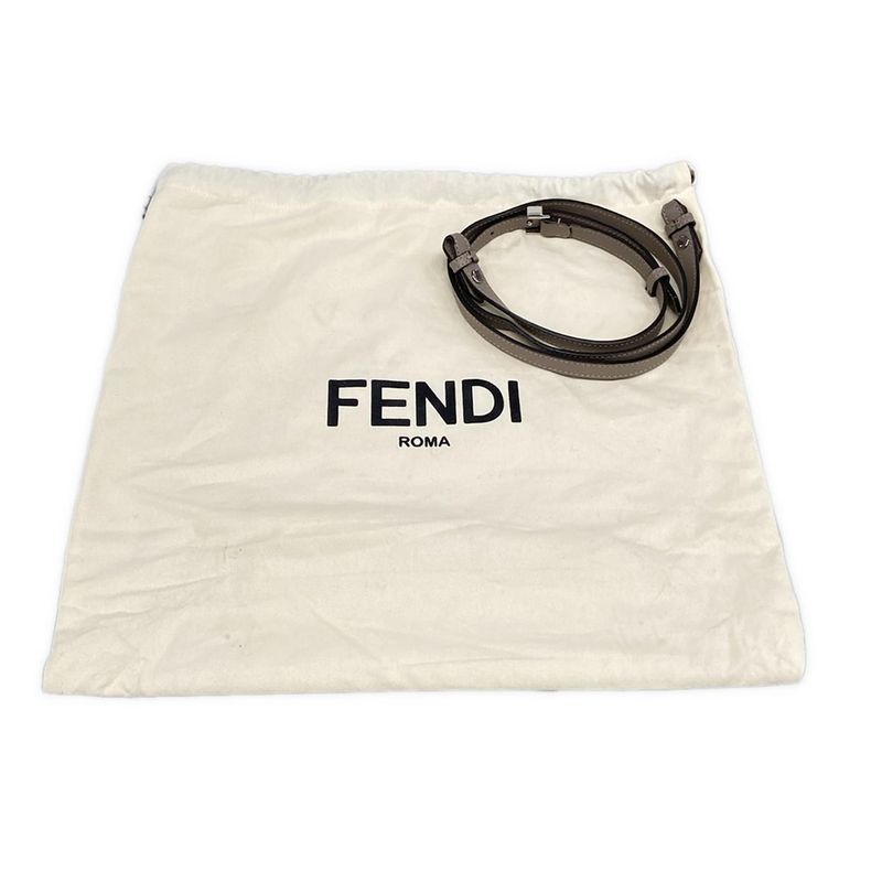 Fendi Handbag Petit Tou Jour Grey Leather Greige