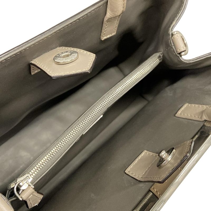 Fendi Handbag Petit Tou Jour Grey Leather Greige