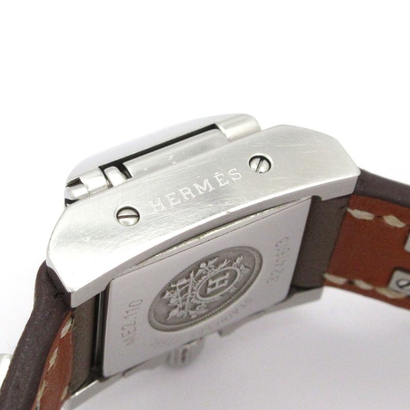 Hermes Watch Mini Medall SS Leather Strap 2020.04 White