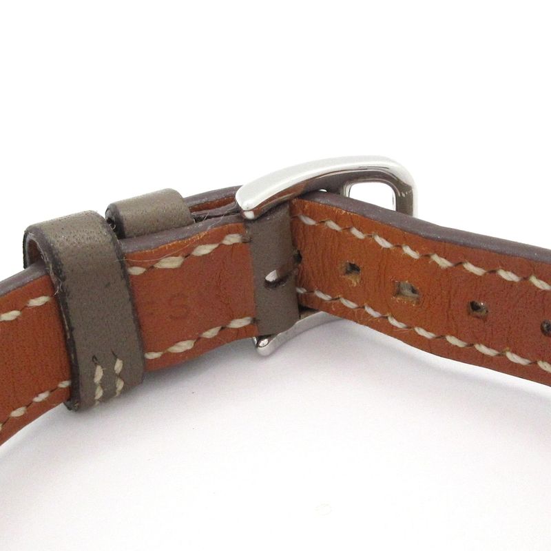 Hermes Watch Mini Medall SS Leather Strap 2020.04 White