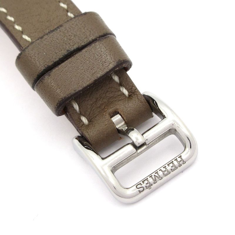 Hermes Watch Mini Medall SS Leather Strap 2020.04 White