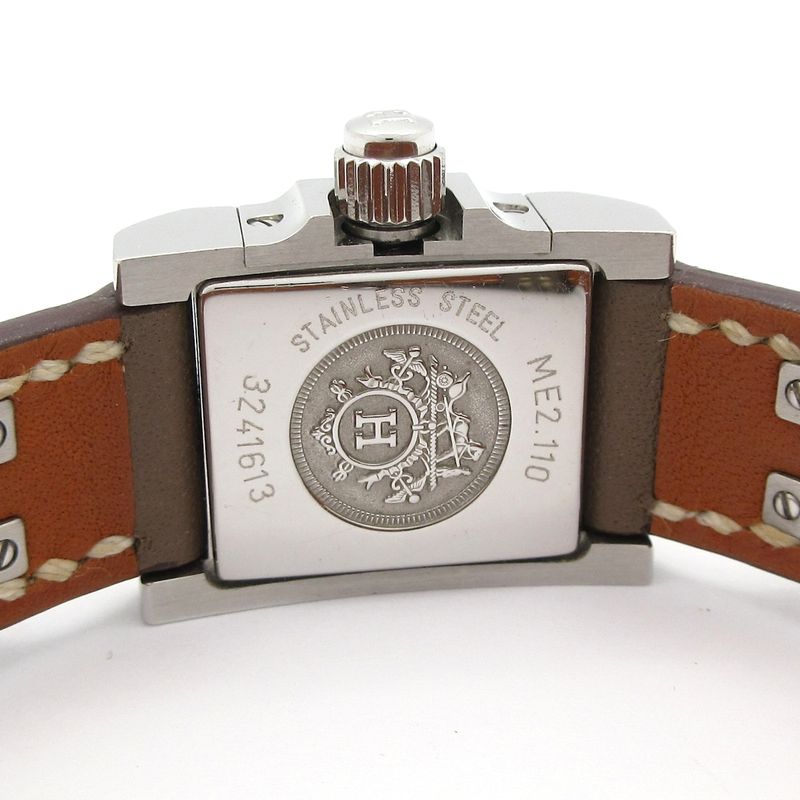 Hermes Watch Mini Medall SS Leather Strap 2020.04 White