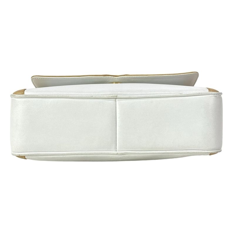 Chanel Shoulder Bag White Beige Chain Tassel Leather