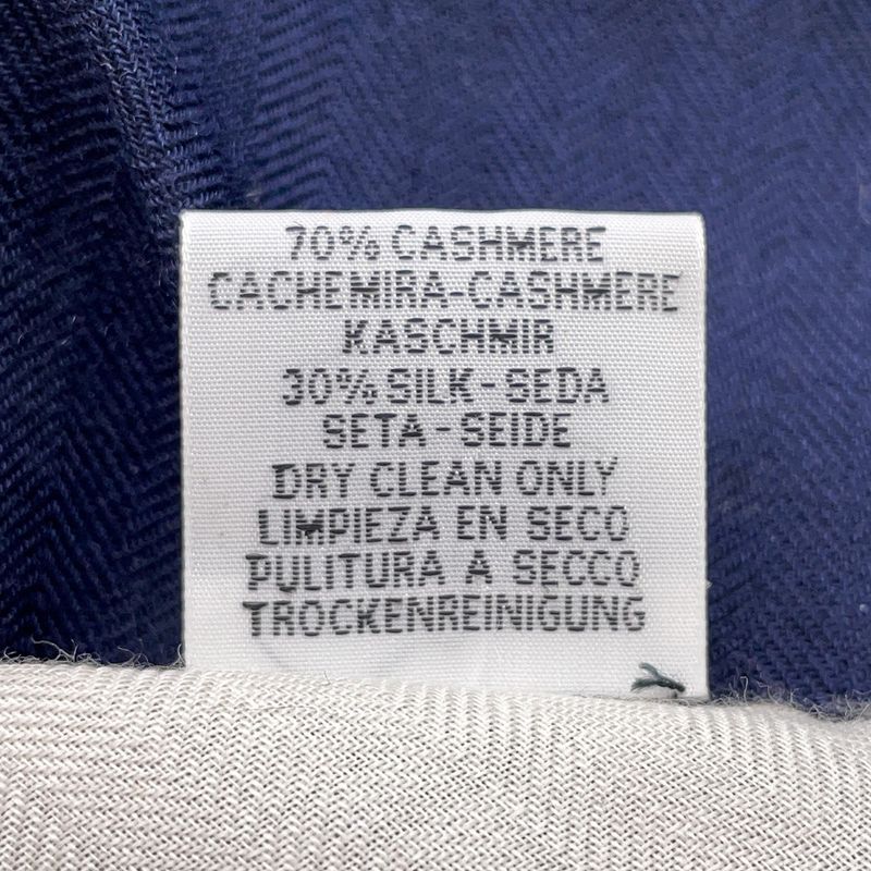 Hermes Shawl Triangle Jean Folding Top Carriage Cashmere Silk Navywhite Canvas Tabac