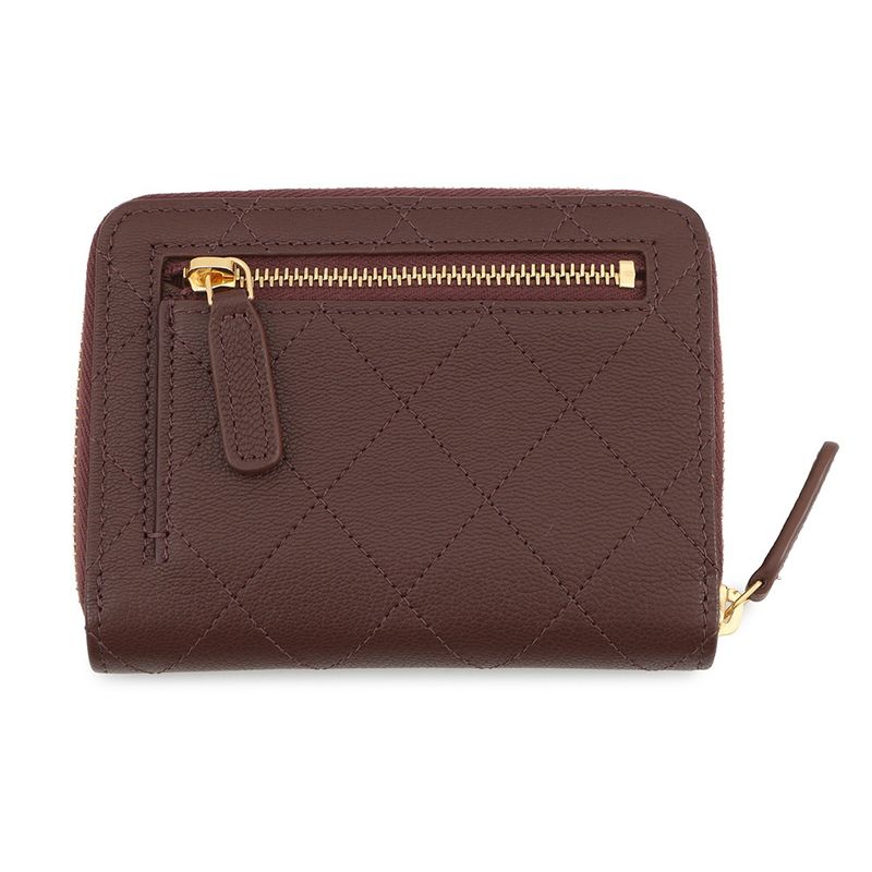 Chanel Bifold Wallet CC Logo Round Zip Compact Grain Gotoskin