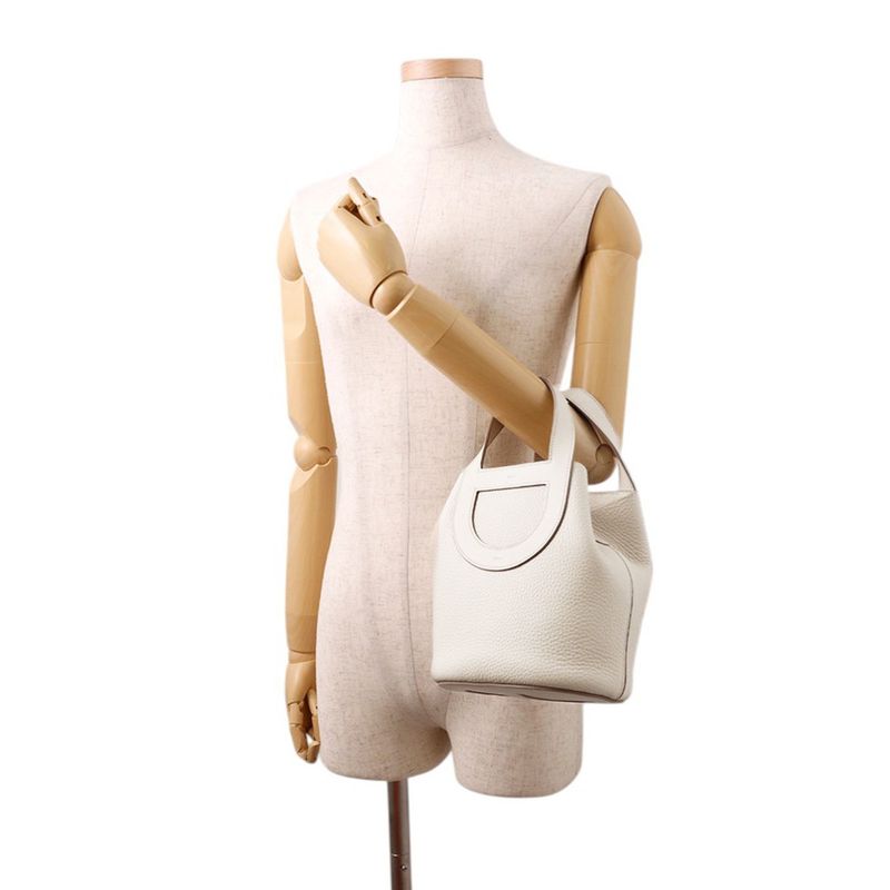 Hermes Tote in the Loop 18 Beton Silver Taurillon Clemence