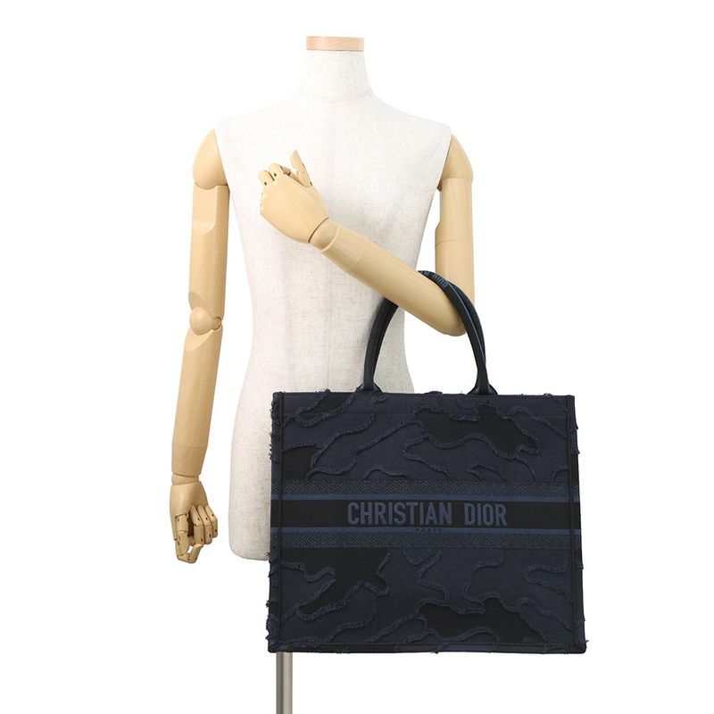 Dior Tote Camouflage Book Canvas Navyblack