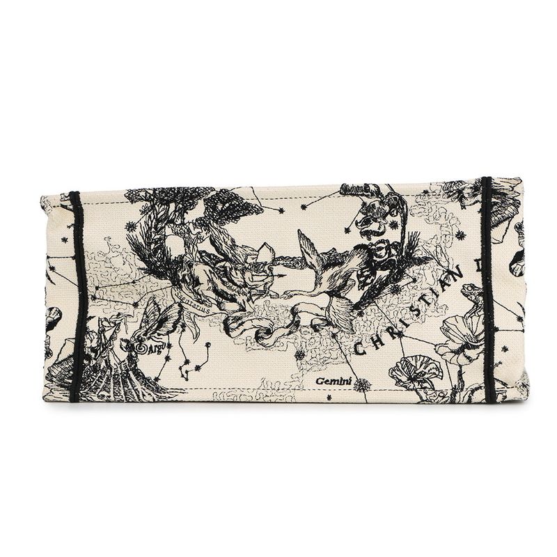 Dior Tote Book Zodiac Embroidery White Latte Black