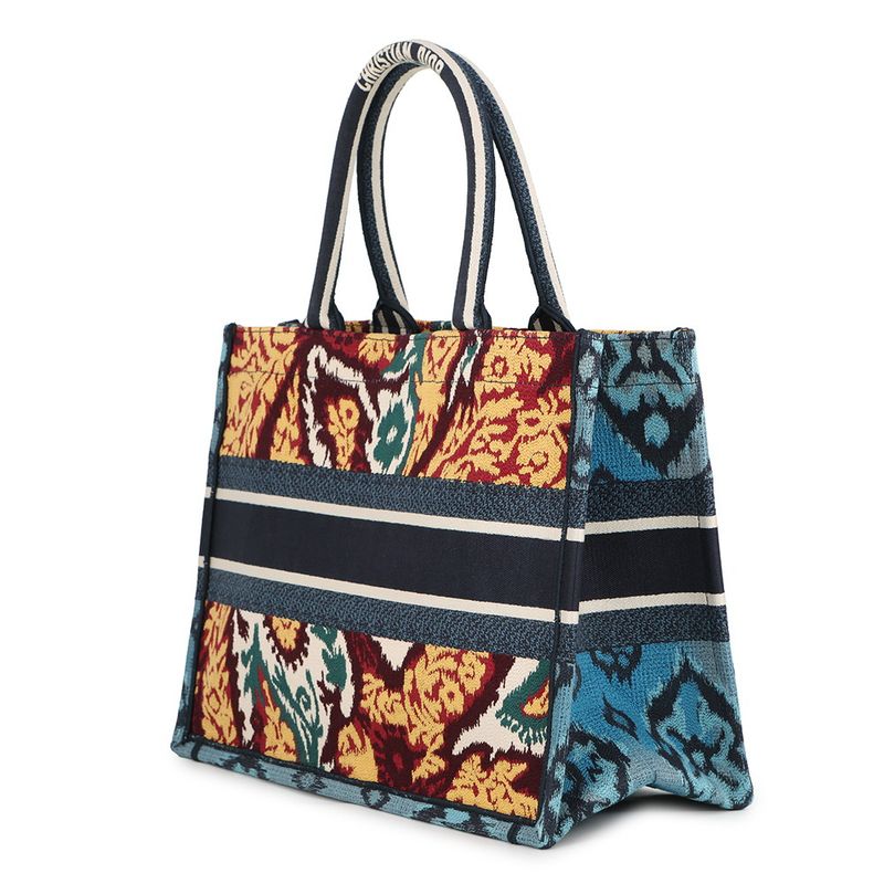 Dior Tote Book Paisley Canvas Navy Multicolor