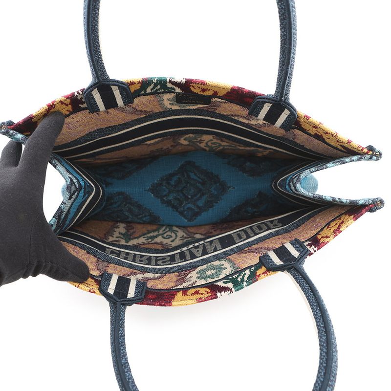 Dior Tote Book Paisley Canvas Navy Multicolor