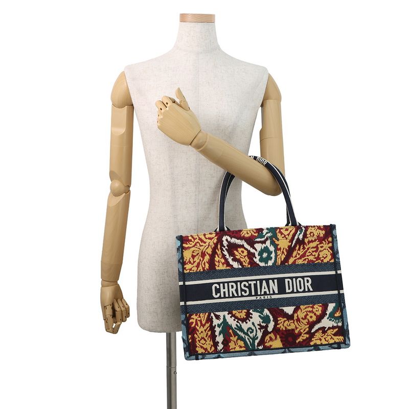 Dior Tote Book Paisley Canvas Navy Multicolor