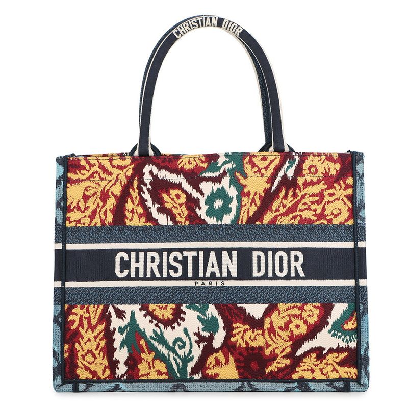 Dior Tote Book Paisley Canvas Navy Multicolor