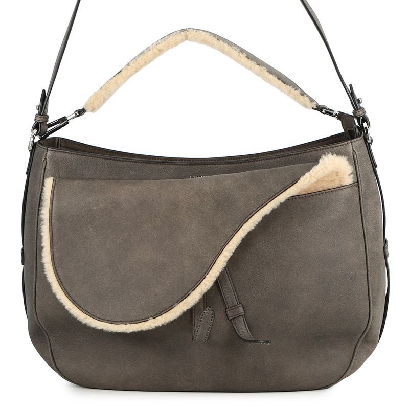 Dior Shoulder Bag Saddle Leather Mouton 2-Way