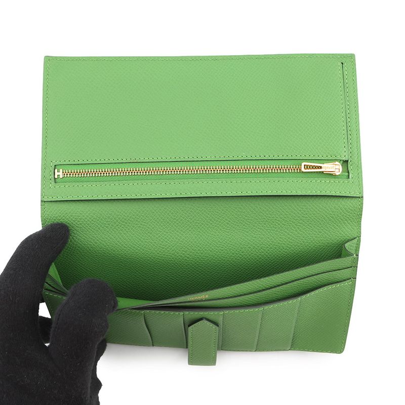 Hermes Wallet Bearn Souffle Vert Yucca Gold Epsom Veil Yucca