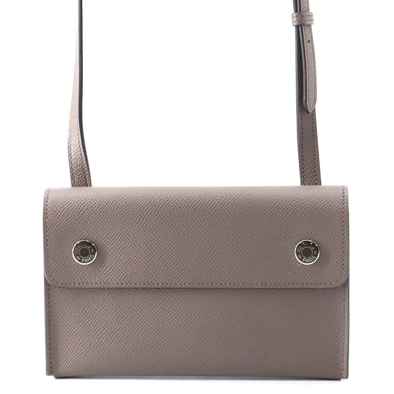 Hermes Shoulder Wallet Nap to Go Ethane Silver Lacquer Epsom