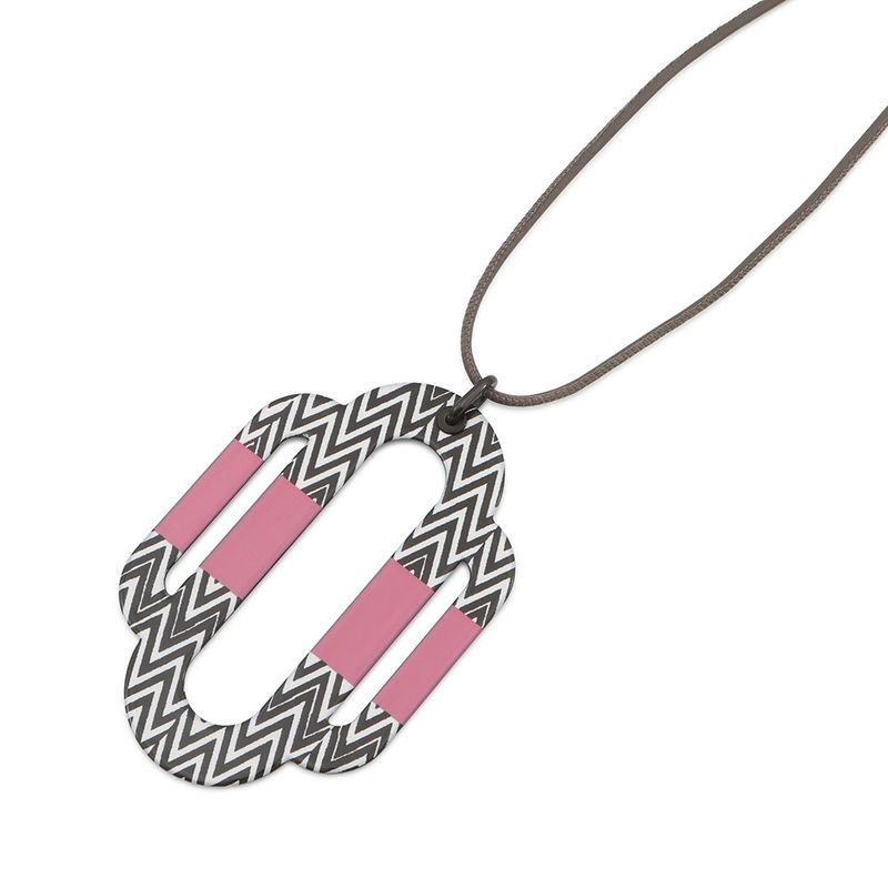 Hermes Necklace Attrage Metal Pendant Pink White Black