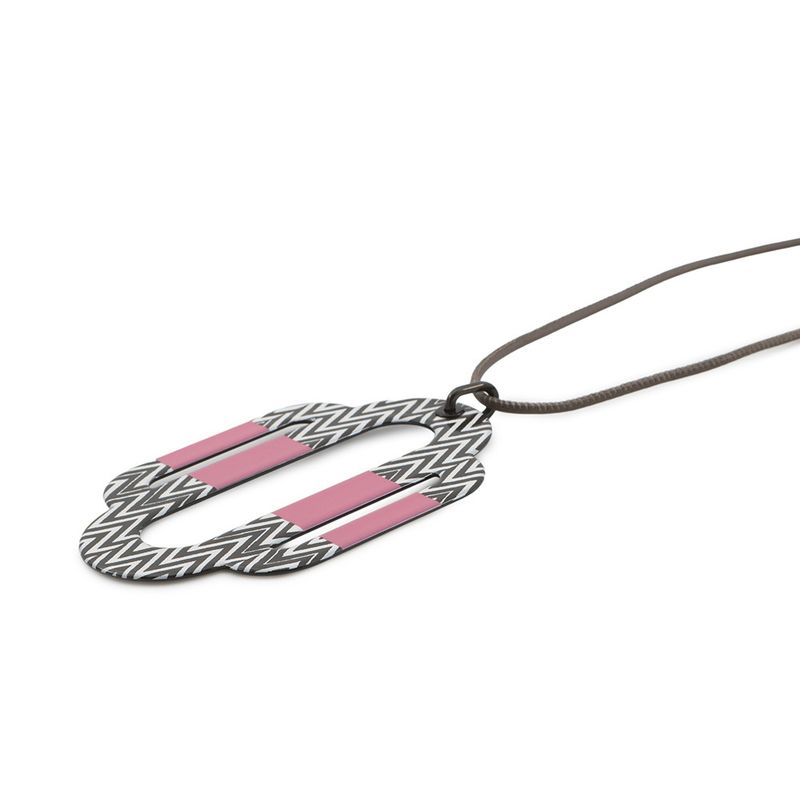 Hermes Necklace Attrage Metal Pendant Pink White Black