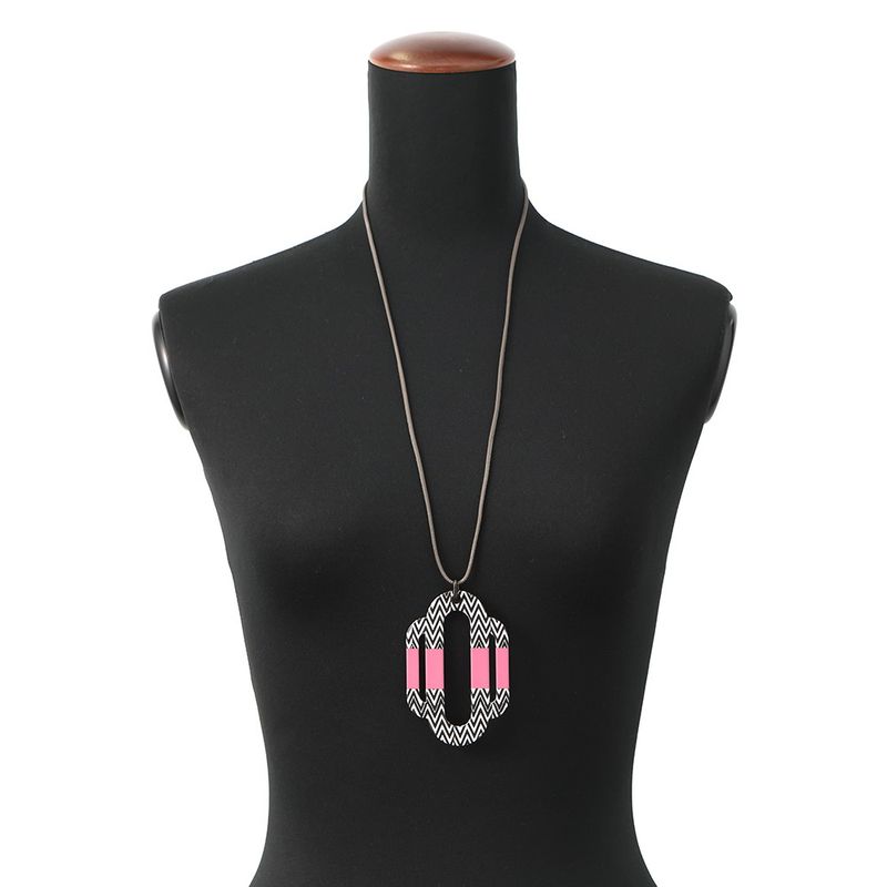 Hermes Necklace Attrage Metal Pendant Pink White Black