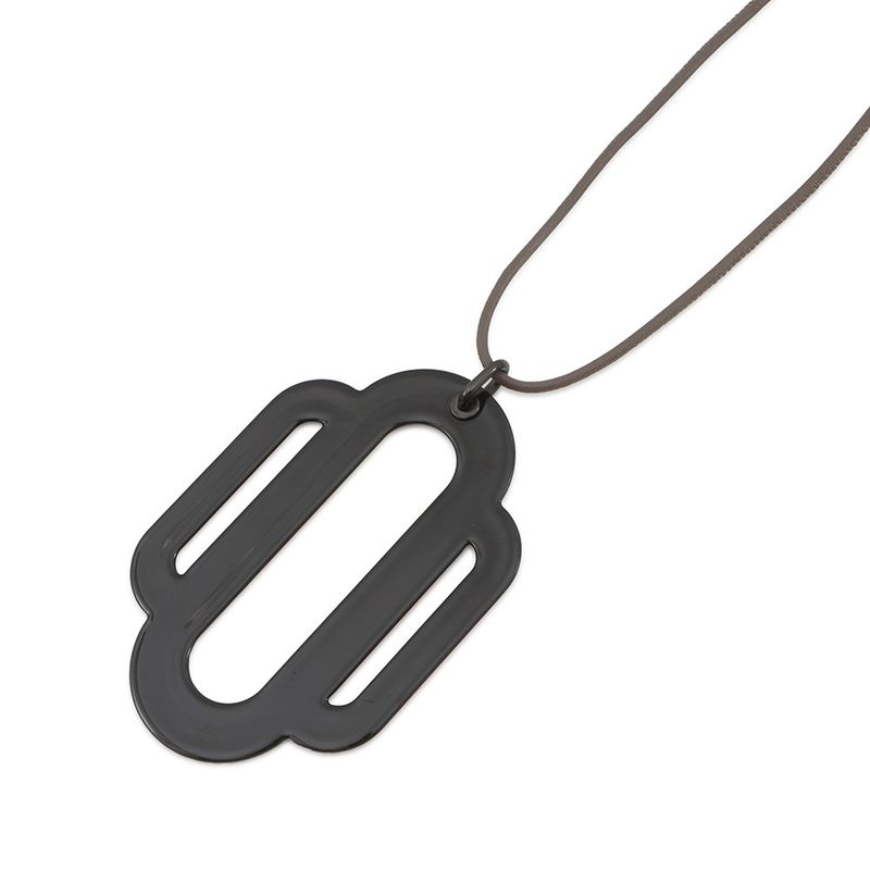 Hermes Necklace Attrage Metal Pendant Pink White Black