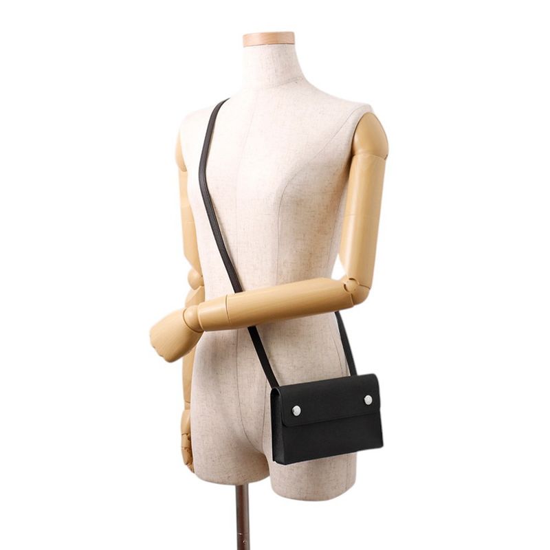 Hermes Shoulder Wallet Nap to Go Black Silver Epsom