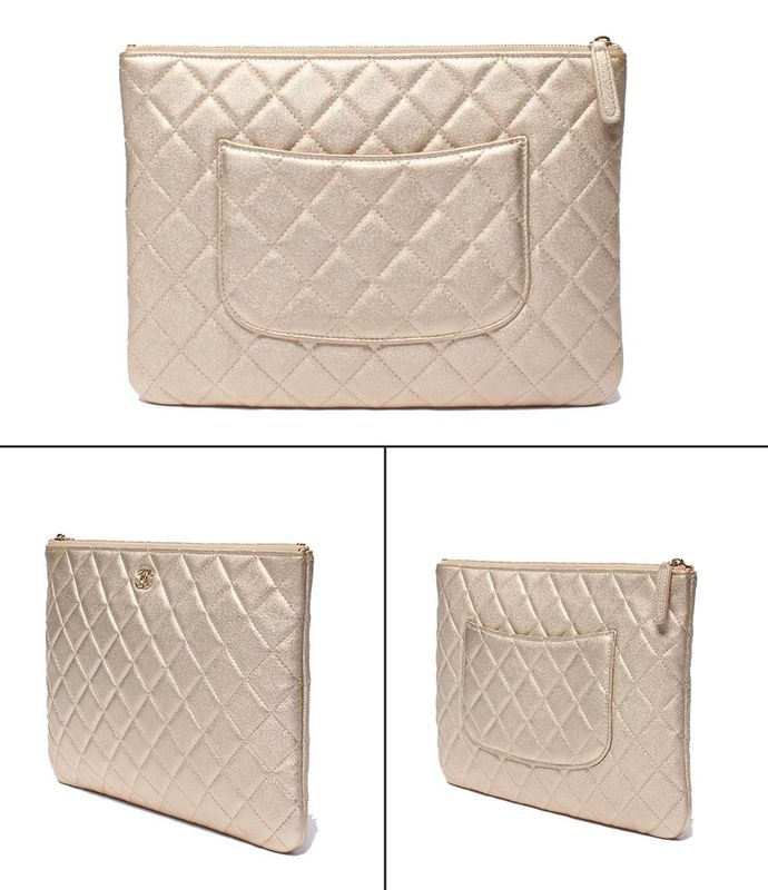 Chanel Clutch Quilted Lambskin Gold