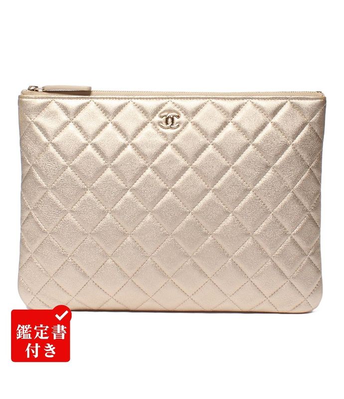 Chanel Clutch Quilted Lambskin Gold