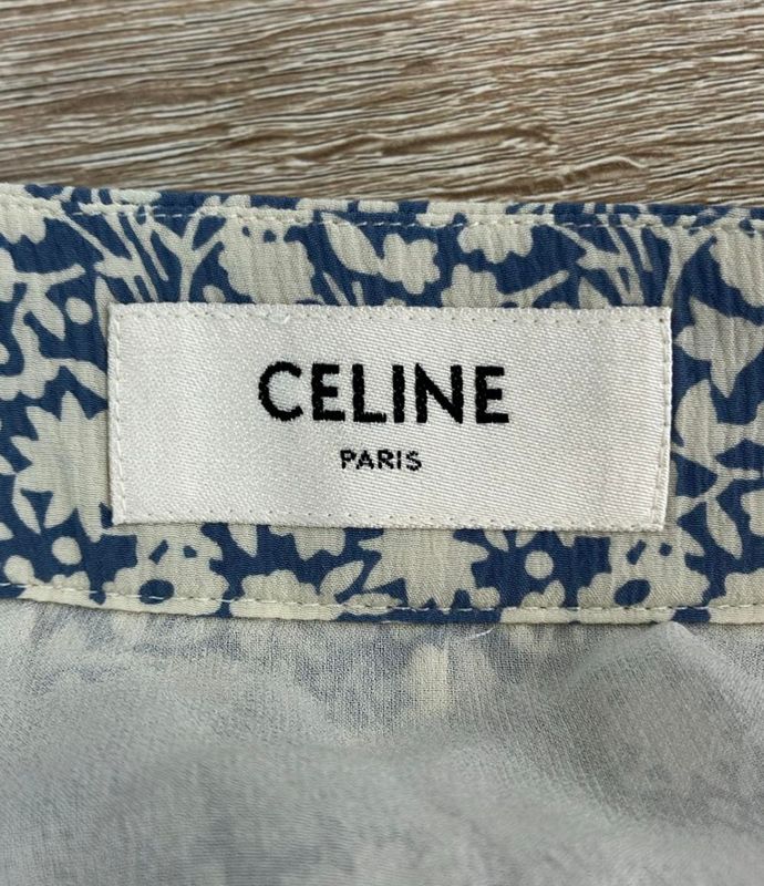 Celine Floral Silk 40 Skirt :blue
