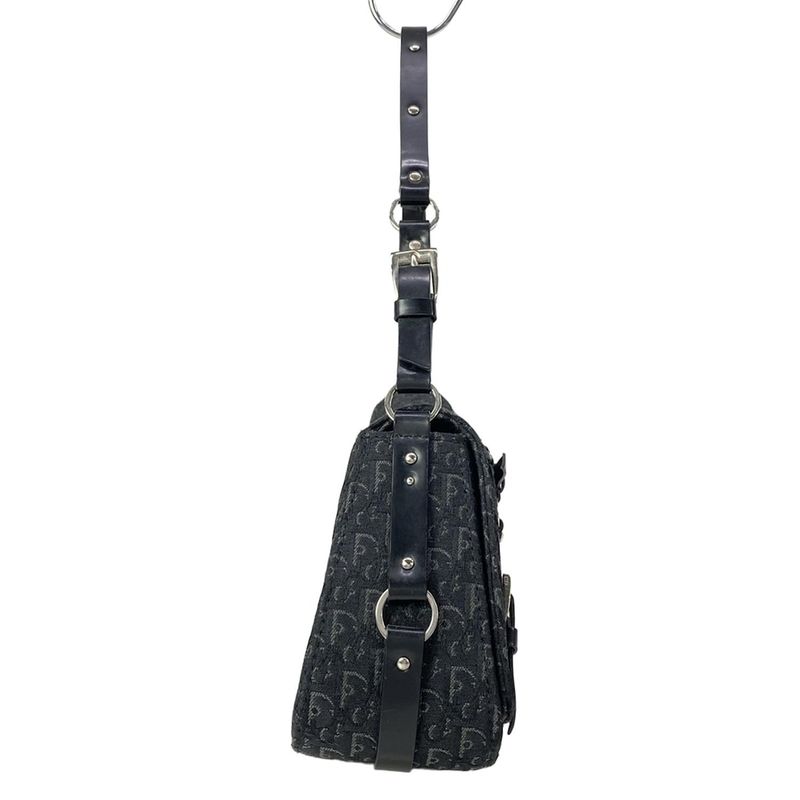 Dior Handbag Bondage Trotter Black Gray Leather