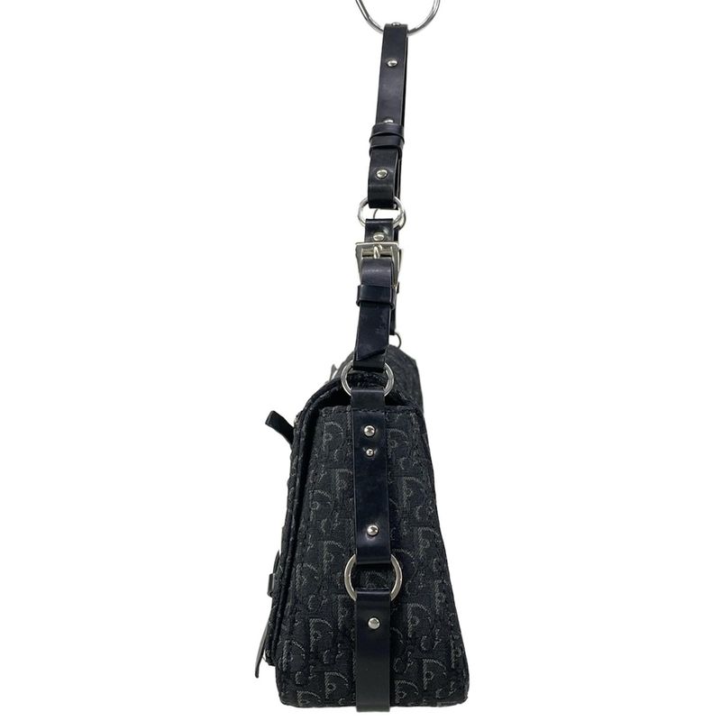 Dior Handbag Bondage Trotter Black Gray Leather