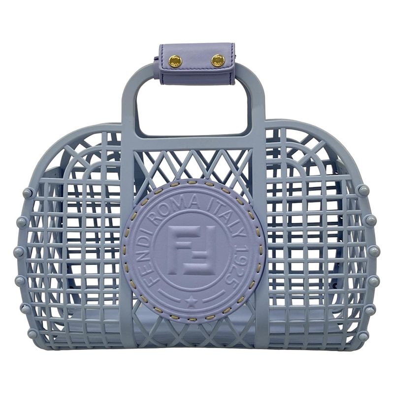 Fendi Tote Basket Small Light Blue Leather