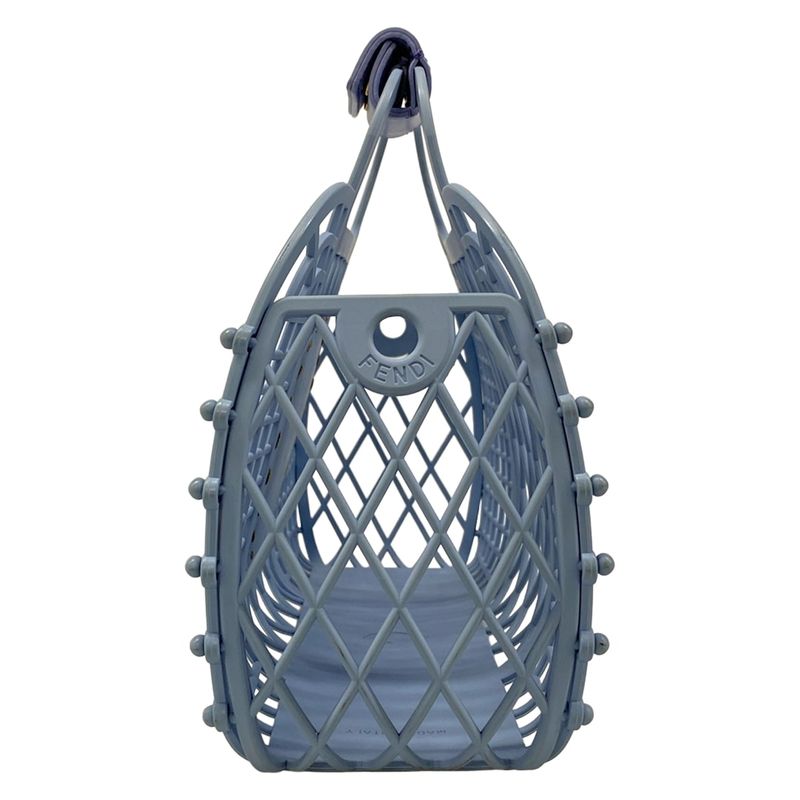 Fendi Tote Basket Small Light Blue Leather