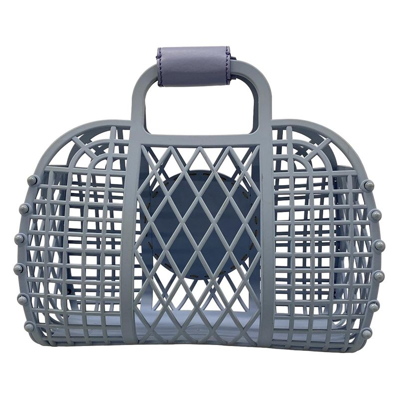 Fendi Tote Basket Small Light Blue Leather
