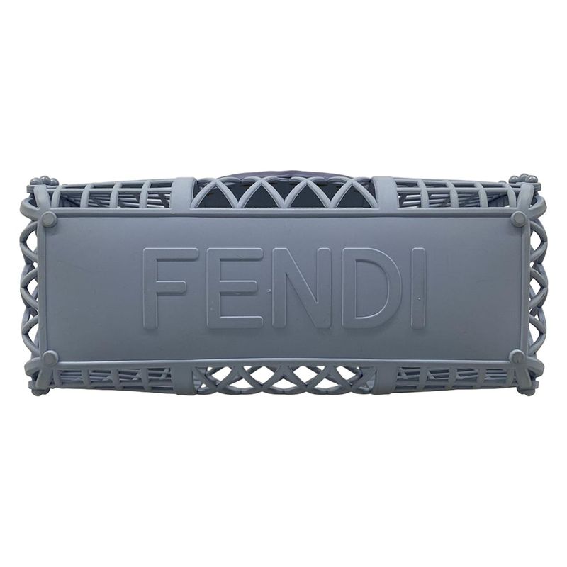 Fendi Tote Basket Small Light Blue Leather
