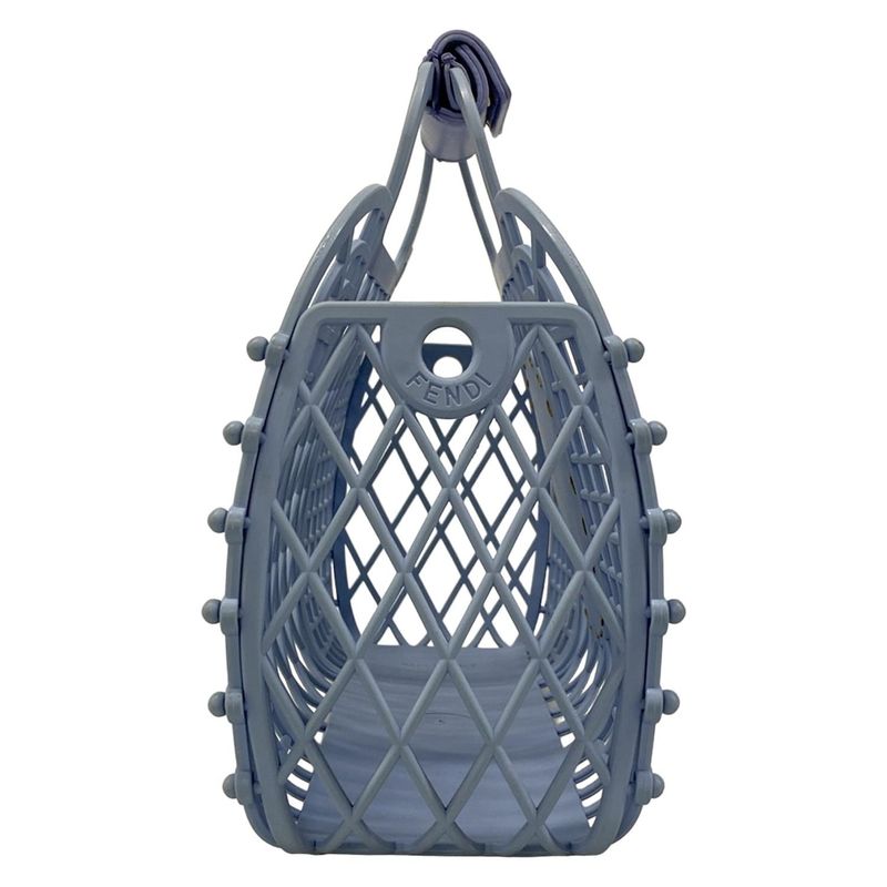 Fendi Tote Basket Small Light Blue Leather