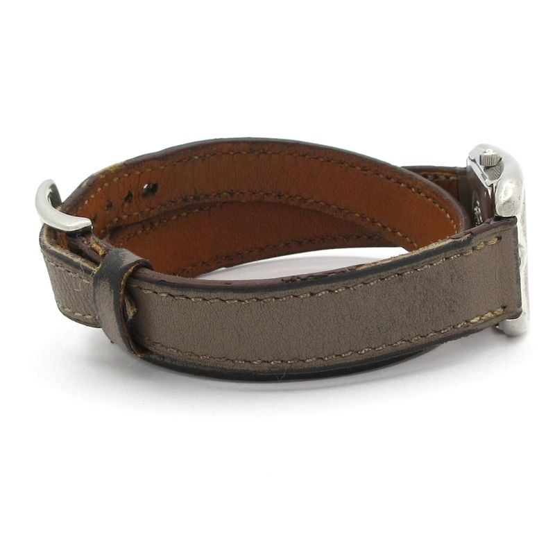 Hermes Watch Cape Cod Double Tour Wrapped Leather Dark Gray