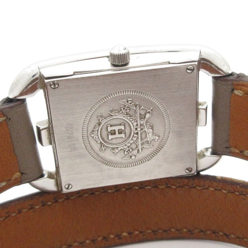 Hermes Watch Cape Cod Double Tour Wrapped Leather Dark Gray