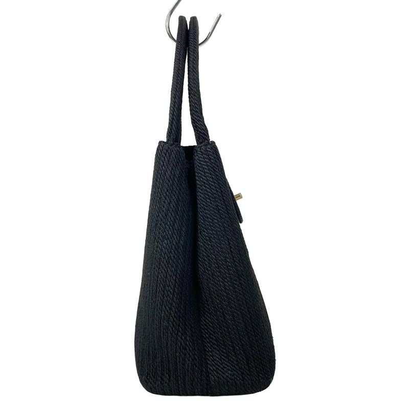 Chanel Handbag Trapezoid Bag Black Silk
