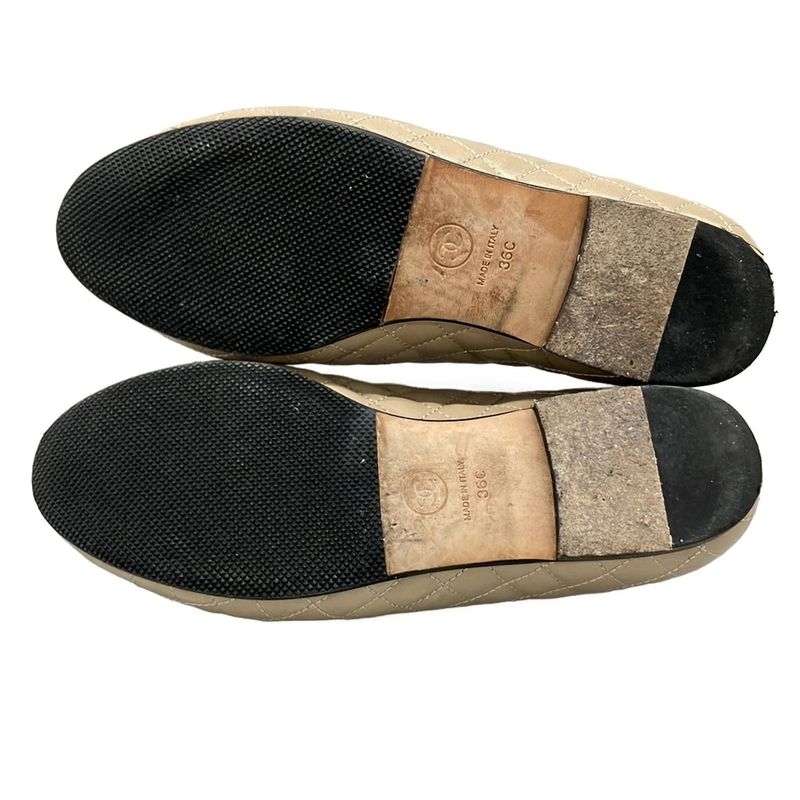 Chanel Loafers 36 C Quilted Light Brown Black Outsole Light