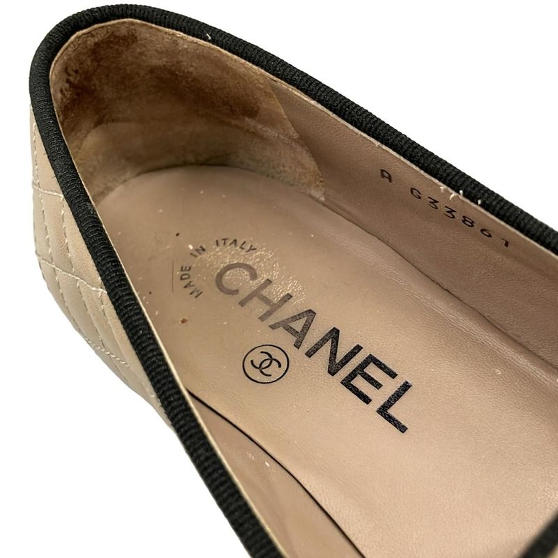 Chanel Loafers 36 C Quilted Light Brown Black Outsole Light