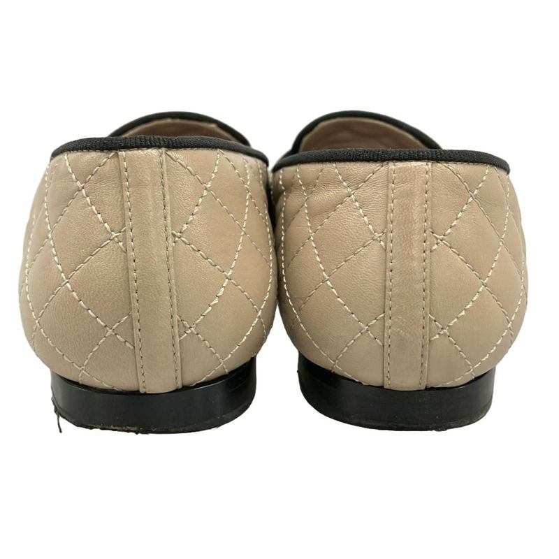 Chanel Loafers 36 C Quilted Light Brown Black Outsole Light
