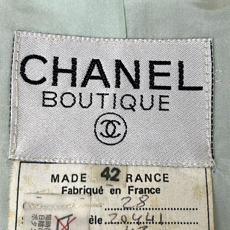Chanel Skirt Set Light Green Collection 28 Tweed Long Length