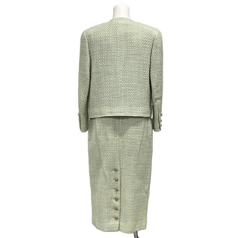 Chanel Skirt Set Light Green Collection 28 Tweed Long Length