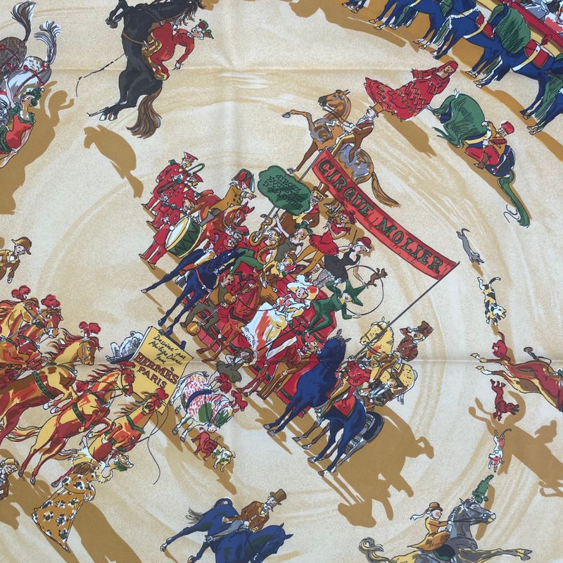 Hermes Scarf Silk Carre 90 Cirque Molier Yellow