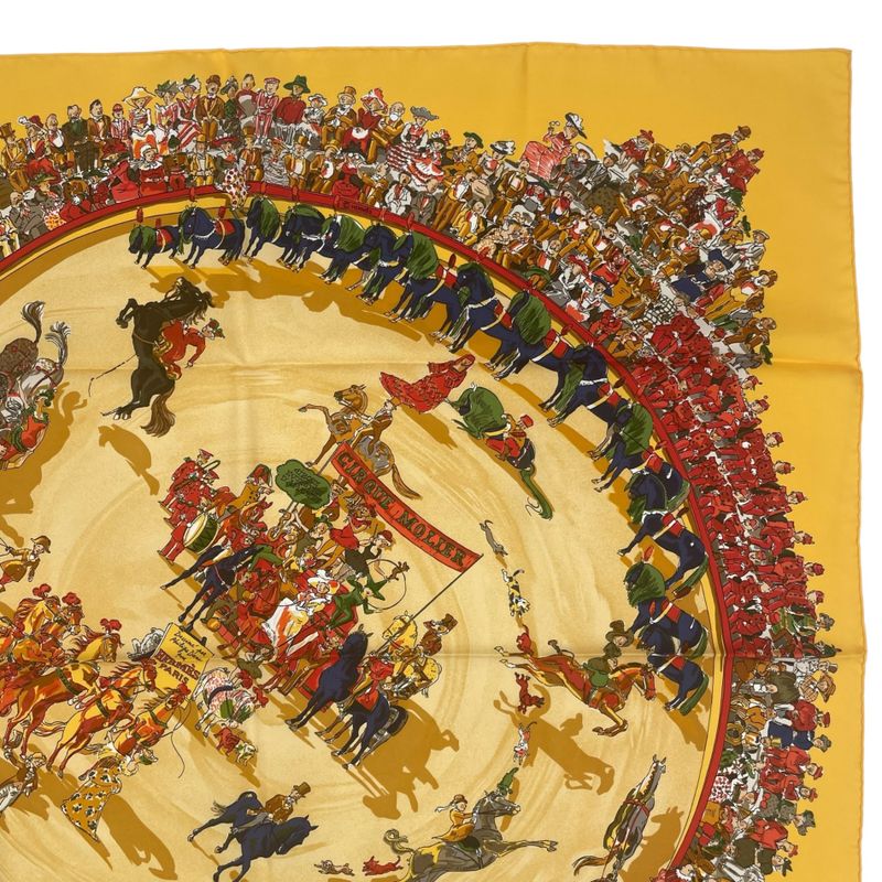 Hermes Scarf Silk Carre 90 Cirque Molier Yellow