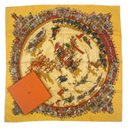 Hermes Scarf Silk Carre 90 Cirque Molier Yellow