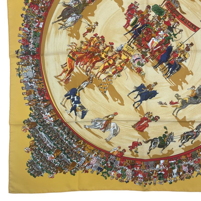 Hermes Scarf Silk Carre 90 Cirque Molier Yellow