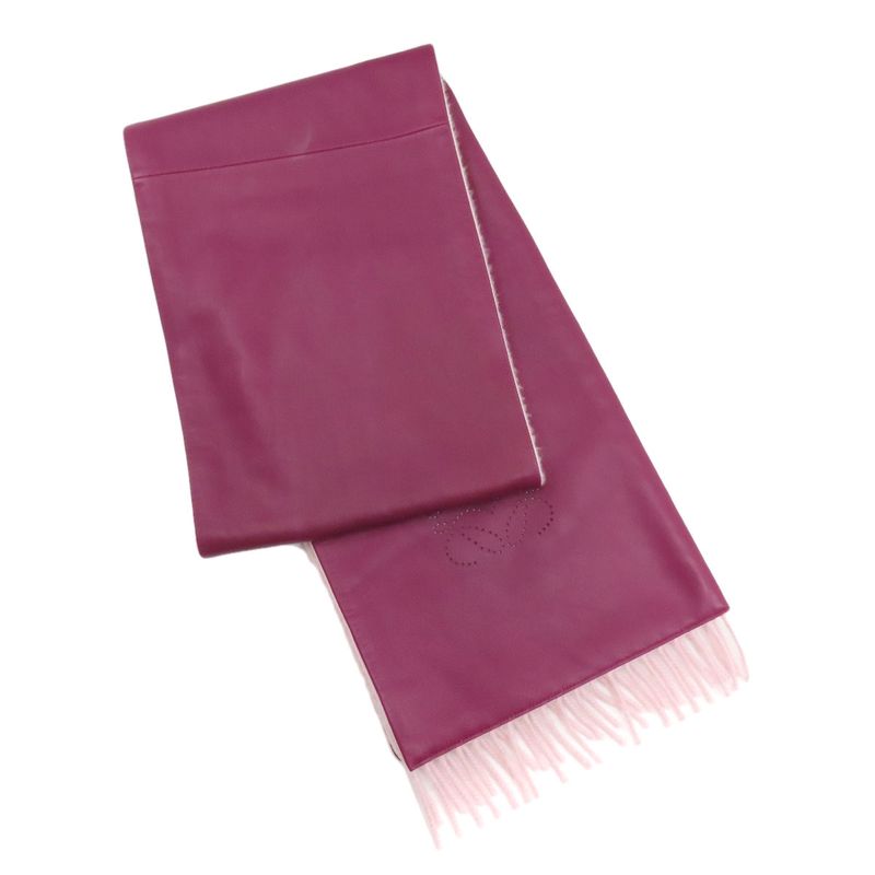 Loewe Anagram Scarf Lambskin Cashmere Purple Pink
