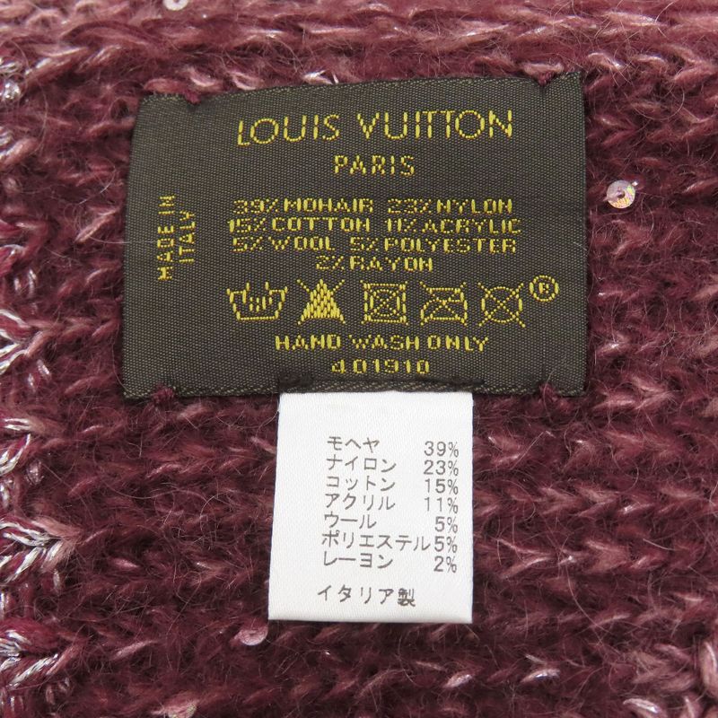 Louis Vuitton Monogram Sequin Scarf Mohair Nylon Cotton Boldpurple