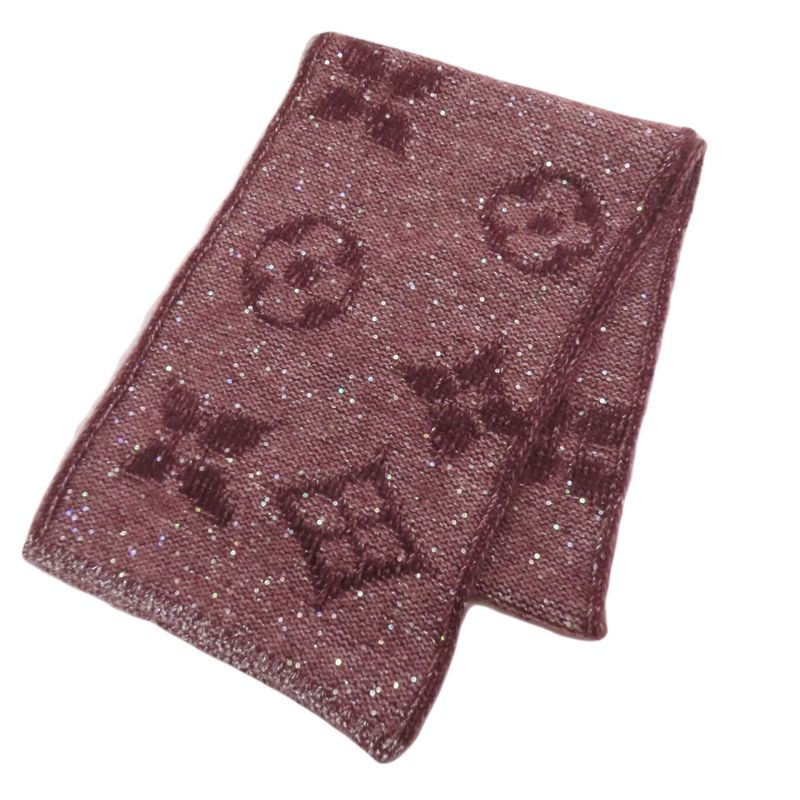 Louis Vuitton Monogram Sequin Scarf Mohair Nylon Cotton Boldpurple